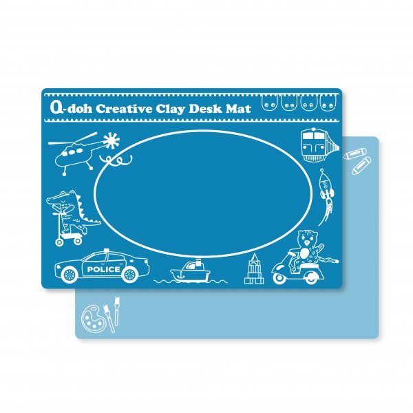 Q-doh黏土創作桌墊_正藍色 30x45x0.2cm，TPE材質(一面霧一面亮)