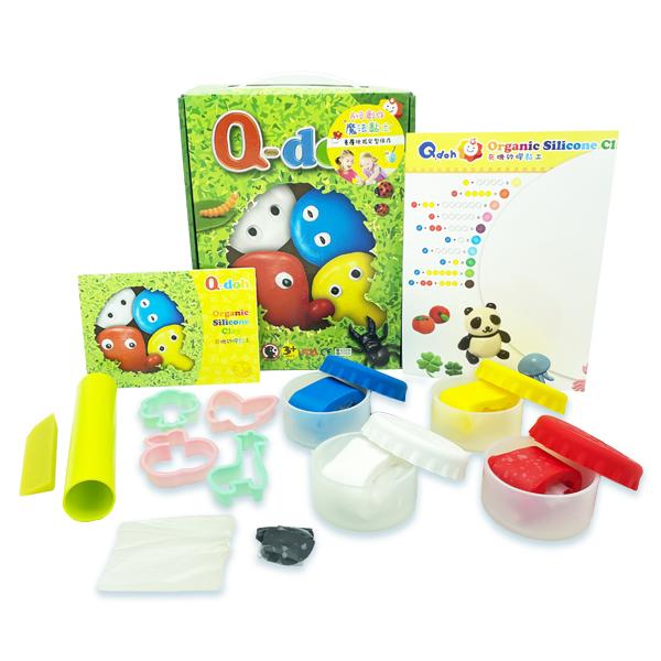 Q-doh魔法定型有機矽膠黏土4色工具組